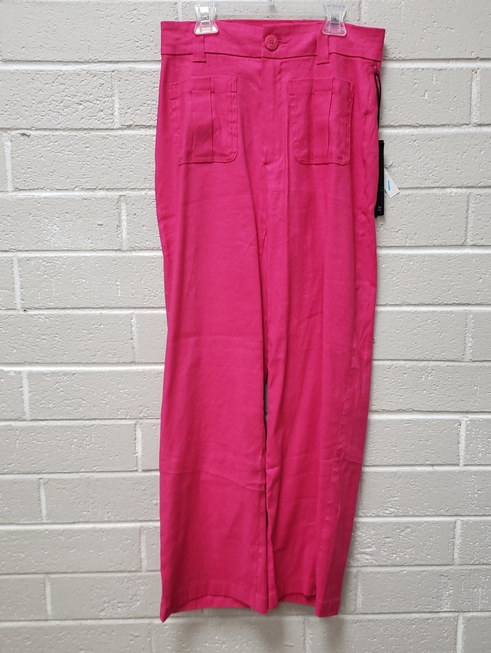 Women's Wide-Leg Linen Pants in Hot Pink